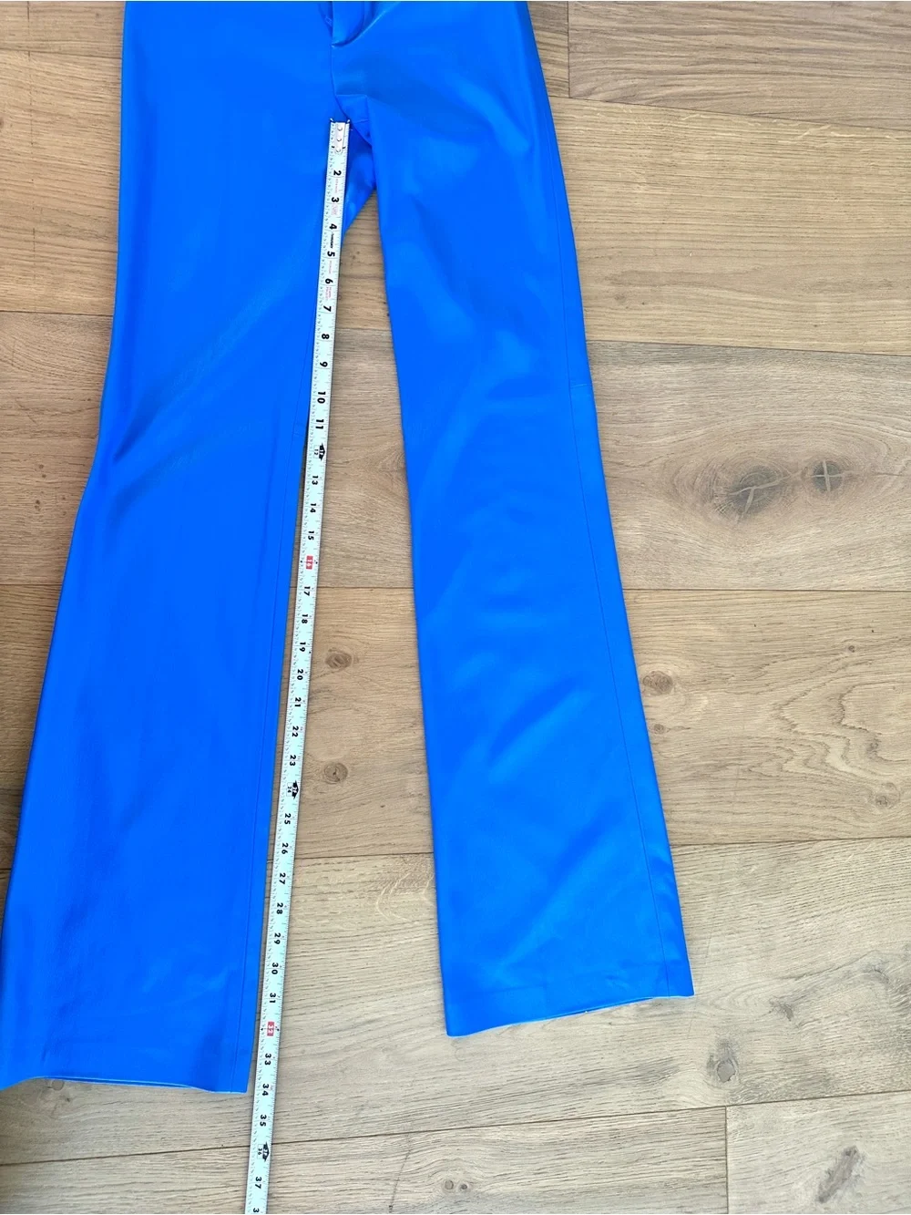 Alice + Olivia Electric Cobalt Blue Faux Leather Bootcut Pants - Picture 9 of 14